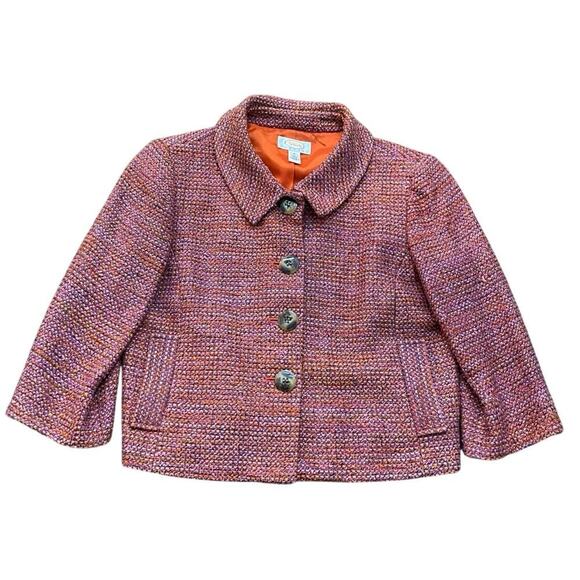 Talbots Women's Pink tweed Silk-Blend Cropped Blazer Dress set Size 8 - Picture 1 of 10